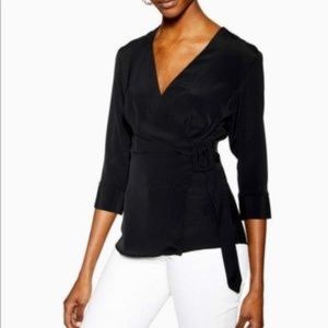 Topshop buckle wrap blouse NWT
